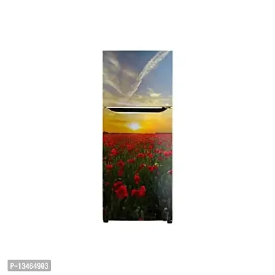 Abstract Sunset Sky red Flower Leaves Wallpaper Poster Adhesive Vinyl Fridge wrap Sticker (PVC Vinyl Covering Area 60cm X 160cm)