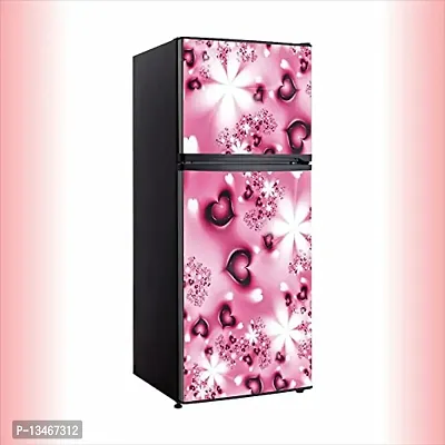 Sky Decal Decorative QUTE Hearts Pink Abstract Effect Fridge Wallpaper Poster self Adhesive Vinyl Fridge wrap Decorative Wall Sticker (PVC Vinyl Multicolor) Size 60x160 cm