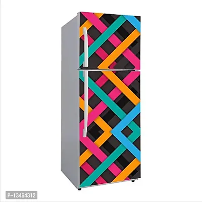 Sky Decal Decorative Multicolour Block 3D Pink, Green, Blue, Black, orrange, red 3D Lines Extra Large Abstract Wall Fridge Sticker(PVC Vinyl)