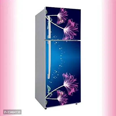 Sky Decal Violet Flower Leaves Star Vinyl Fridge Cover Wallpaper Poster Adhesive Vinyl Sticker Fridge wrap Decorative Sticker (PVC Vinyl Covering Area 60cm X 160cm)-thumb0