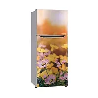 Sky Decal 3D Pink Flower Yellow Flower Sunset Fridge Wallpaper Poster Adhesive Vinyl Sticker Fridge wrap Decorative Sticker (PVC Vinyl Covering Area 60cm X 160cm)-thumb1