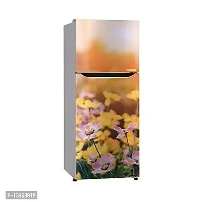 Sky Decal 3D Pink Flower Yellow Flower Sunset Fridge Wallpaper Poster Adhesive Vinyl Sticker Fridge wrap Decorative Sticker (PVC Vinyl Covering Area 60cm X 160cm)-thumb2