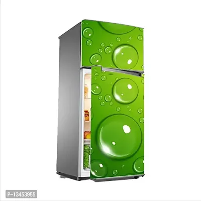 3D Water Drops Green Effect Fridge Wallpaper Poster Adhesive Vinyl Sticker Fridge Wrap Decorative Wall Sticker (PVC Vinyl Multicolor) Size 60x160 cm