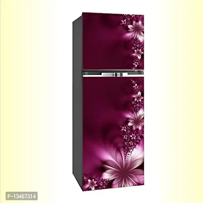 Sky Decal PVC Vinyl Decorative Violet Flower Leaves Decorative Sticker for Fridge (Multicolor, 60cm X 160cm)-thumb2