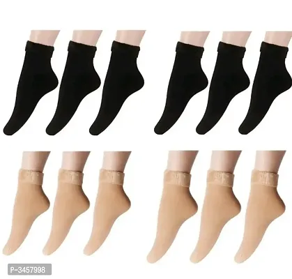 Winter Wear Fur Socks Pair Of 12(Standard Size - Woolen Velvet)