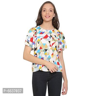 Triangle Printed Womens Short Sleeve Top