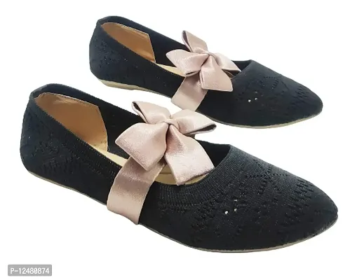 Diva Brand Mesh_Upper Ballerina Flat Shoes. (Black, Numeric_4)