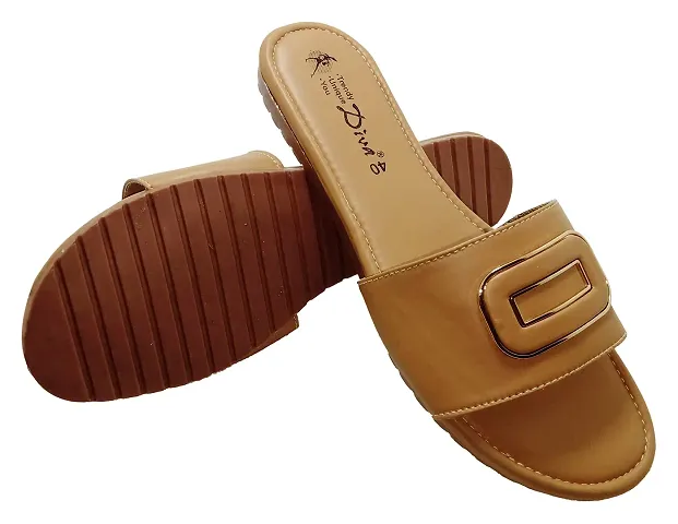 Diva:Trendy Unique You Soft Casual Slide Slippers with Buckle