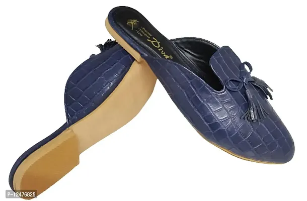 Diva Brand Flat Mule Hallf Shoes Cum Slides (Blue, Numeric_6_Point_5)-thumb2