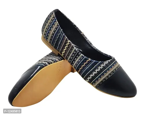 Diva:Trendy Unique You : Jute Fabric Ballerina Pumps for Women Blue-thumb2