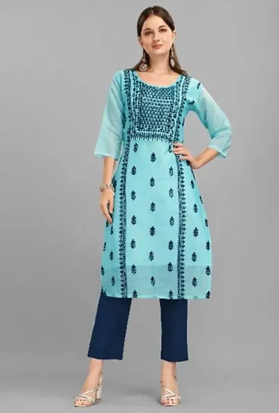 Elegant Poly Chanderi Embroidered With Fancy Latkan Kurti For Women