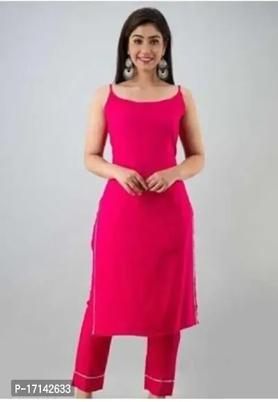 Stylish Pink Rayon A-Line Kurta Set For Women