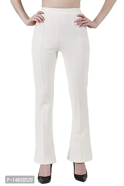 Stylish Lycra Solid Boot Cut Trousers For Women-thumb0