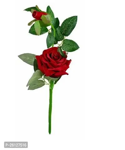 Artificial Rose Flowers For Home Decoration Decorative Flower Beautiful Single Velvet Rose Stick Valentine Day 17 Inch Red-thumb0