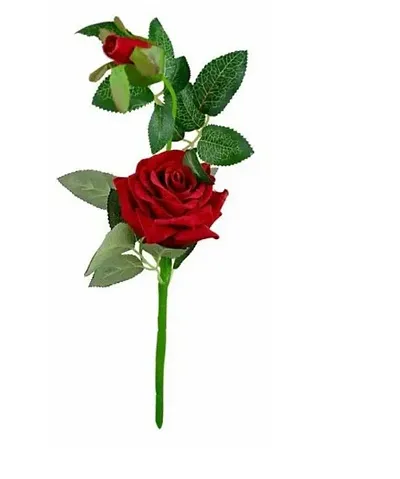 Artificial Rose Flowers For Home Decoration Decorative Flower Beautiful Single Velvet Rose Stick Valentine Day 17 Inch Red