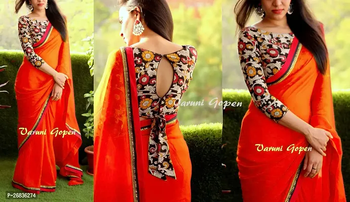 Georgette Saree With Printed Blouse Piece-thumb0