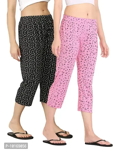 Ddaspration Women Cotton Printed Capri Combo