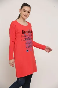 DDASPRATION Women's Printed Long T-Shirt Full Sleeve (BTF,Orange)-thumb2