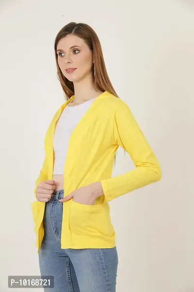 DDASPRATION Women's Pocket Shrug (Pocket,Yellow)-thumb3