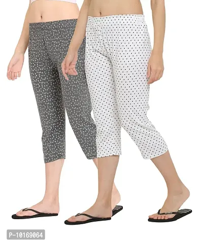 Ddaspration Women Cotton Printed Capri Combo