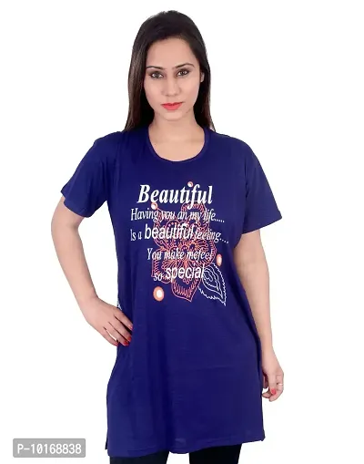 DDASPRATION Women's Printed Pocket Long T-Shirt (BTF,Royal Blue)-thumb0