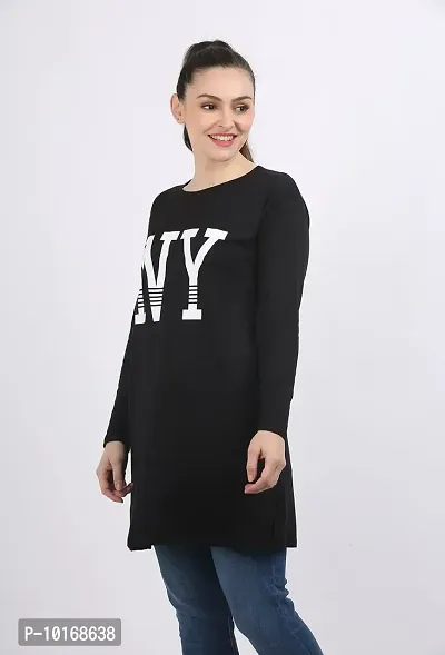 DDASPRATION Women Cotton Full Sleeve Printed Long T-Shirt Black-thumb4