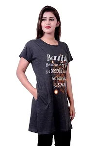 DG STAR Women Printed Pocket Long T-Shirt (X-Large, Dark Grey)-thumb4