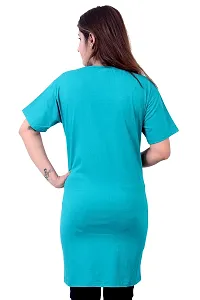 DDASPRATION Women Printed Long T-Shirt (Firozi,Royal Blue)-thumb3