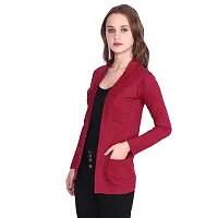 DDASPRATION Women's Pocket Shrug (Pocket,Maroon)-thumb2