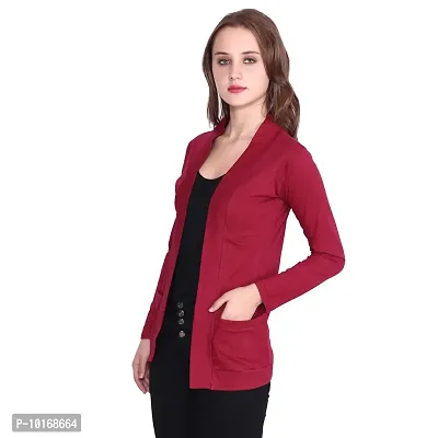 DDASPRATION Women's Pocket Shrug (Pocket,Maroon)-thumb3