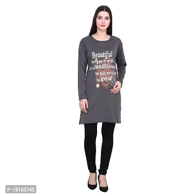 DDASPRATION Women's Printed Long T-Shirt Full Sleeve (BTF,Dark Grey)-thumb5
