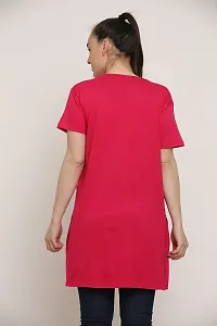 DDASPRATION Women Printed Long T-Shirt (Large, Dark Pink)-thumb3