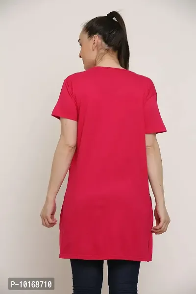 DDASPRATION Women Printed Long T-Shirt (Large, Dark Pink)-thumb4