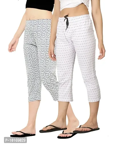 Ddaspration Women Cotton Printed Capri Combo