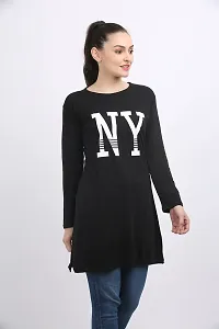 DDASPRATION Women Cotton Full Sleeve Printed Long T-Shirt Black-thumb2