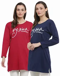 DDASPRATION Women Cotton Long T-Shirt-thumb1