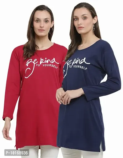 DDASPRATION Women Cotton Long T-Shirt-thumb2