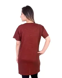 DDASPRATION Women Printed Long T-Shirt (2.0-Firozi,Maroon)-thumb3