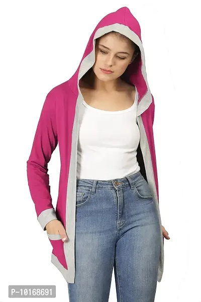 DDASPRATION Women's Hud Pocket Shrug (Hud Pocket,Dark Pink)