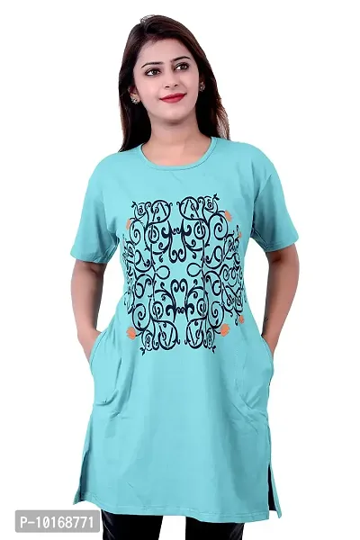 DDASPRATION Women Printed Long T-Shirt (XX-Large, Multicolored)