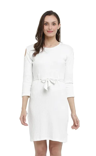 DDASPRATION Women's Poly-Cotton Dress?(White)