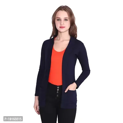 DDASPRATION Women's Pocket Shrug (Pocket,Navy Blue)