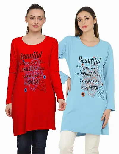 DDASPRATION Women Long T-Shirt (Pack of 2)