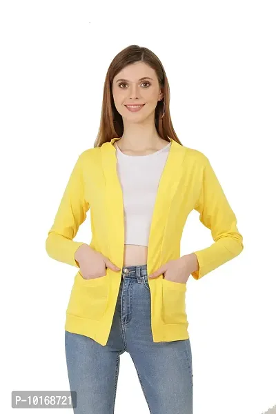 DDASPRATION Women's Pocket Shrug (Pocket,Yellow)