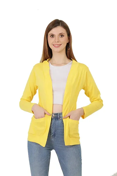 DDASPRATION Women's Pocket Shrug (Pocket,Yellow)