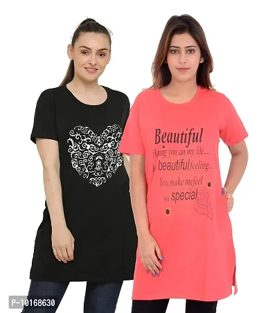 DDASPRATION Women's Printed Pocket Long T-Shirt-thumb0