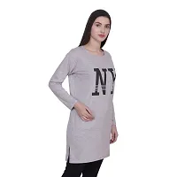 DDASPRATION Women Cotton Full Sleeve Printed Long T-Shirt (Large, Light Grey)-thumb1