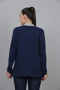 DDASPRATION Women's Cotton Shrug (Boder,Navy Blue)-thumb3