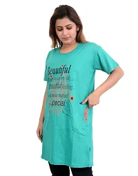 DDASPRATION Women's Printed Pocket Long T-Shirt (Black+Rama Green)-thumb2