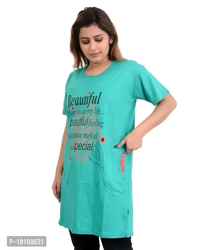 DDASPRATION Women's Printed Pocket Long T-Shirt (Black+Rama Green)-thumb3